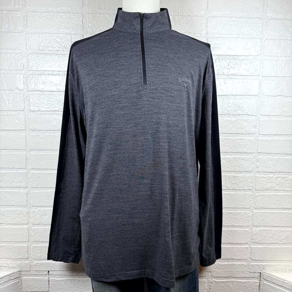 Callaway Golf Top Mens XL Heather Gray Stretch 1/4 Zip Performance Activewear